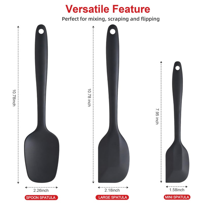 Cooptop Silicone Spatula Set - Rubber Spatula - 600Â°F Heat Resistant Baking Spoon & Spatulas(Black) - Image 3